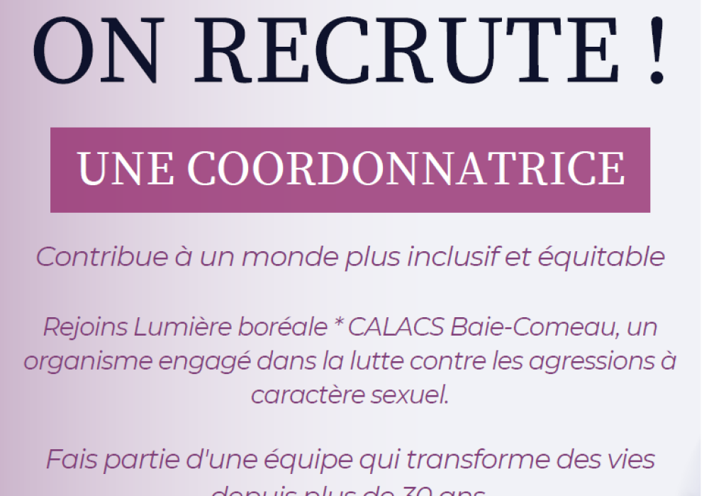 Offre d’emploi Coordonnatrice